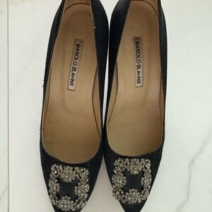 Manolo Blahnik Black Crystal Embellished Heels